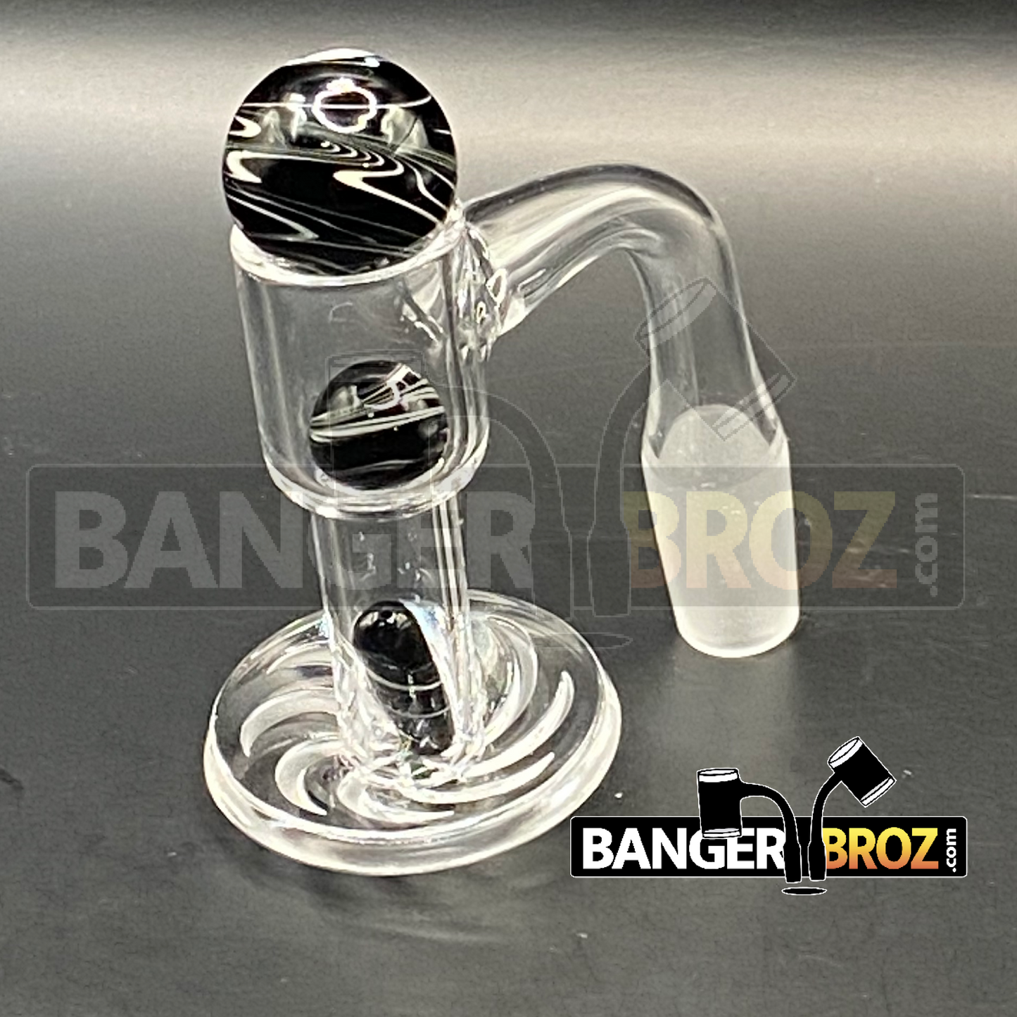 14mm Male 90 Degree Quartz Channeled Terp Slurper Banger (Black)