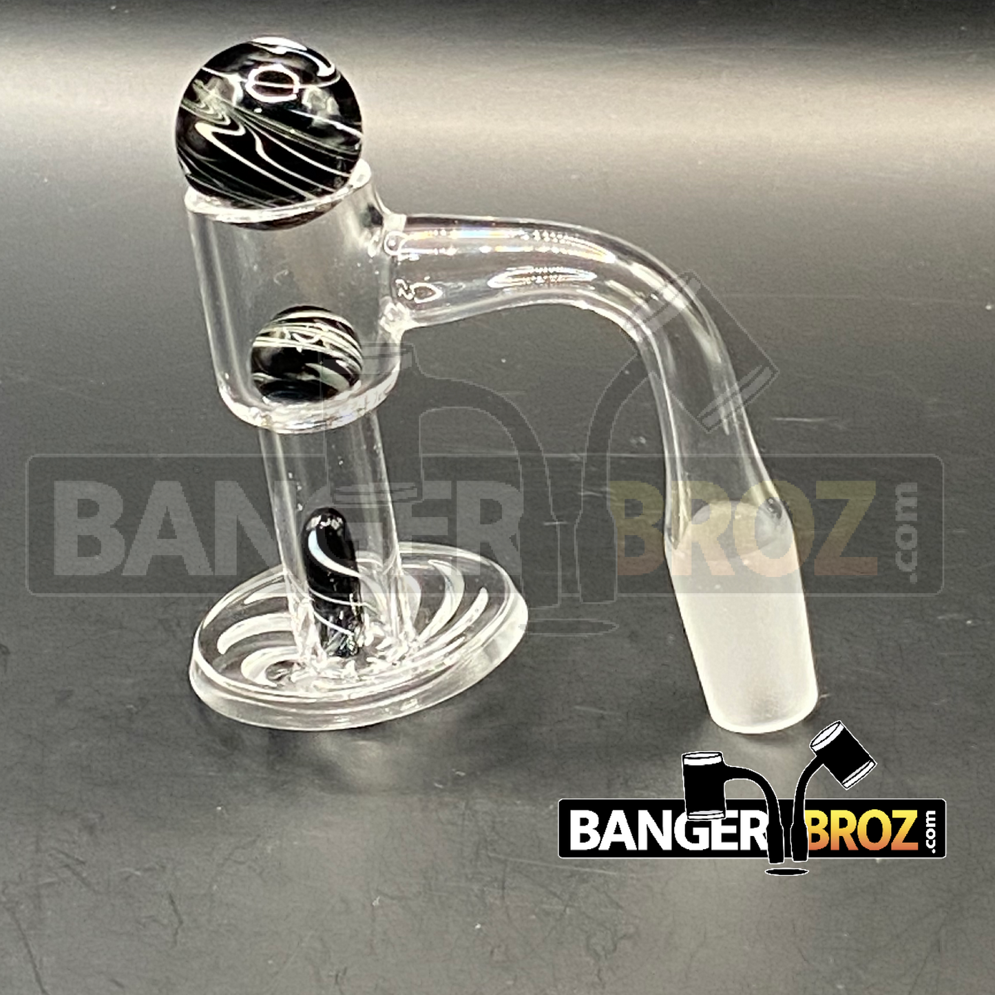 14mm Male 90 Degree Quartz Channeled Terp Slurper Banger (Black)