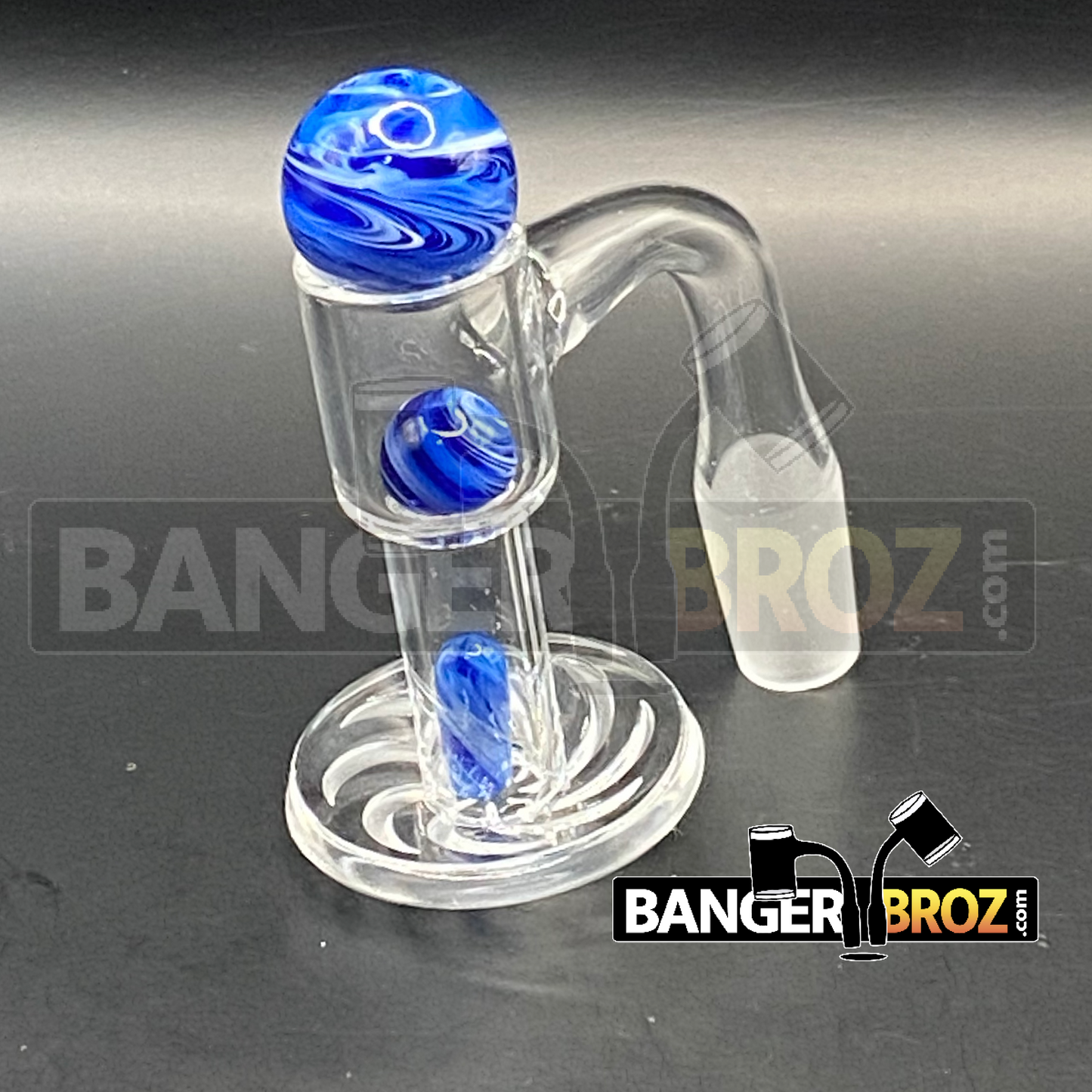 14mm Male 90 Degree Quartz Channeled Terp Slurper Banger (Blue)