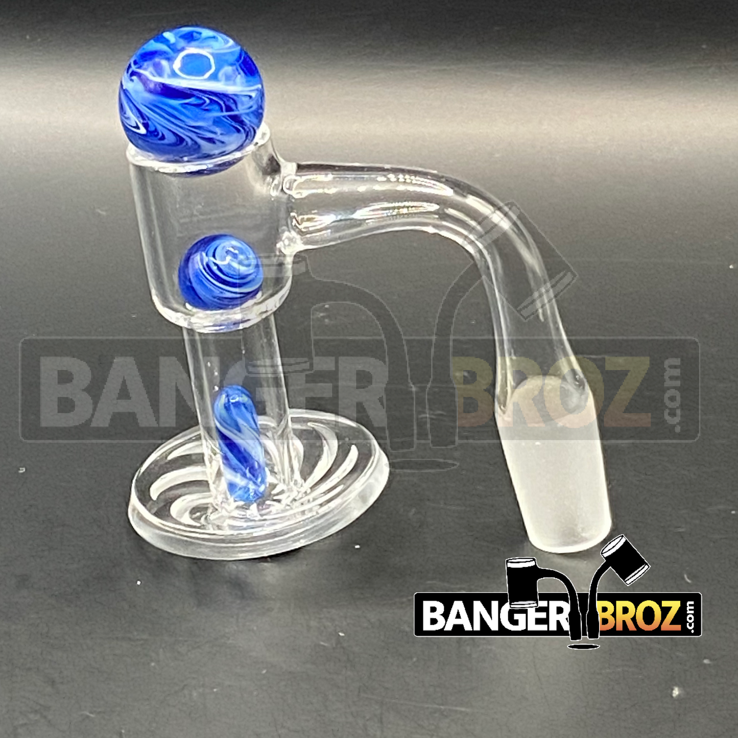 14mm Male 90 Degree Quartz Channeled Terp Slurper Banger (Blue)
