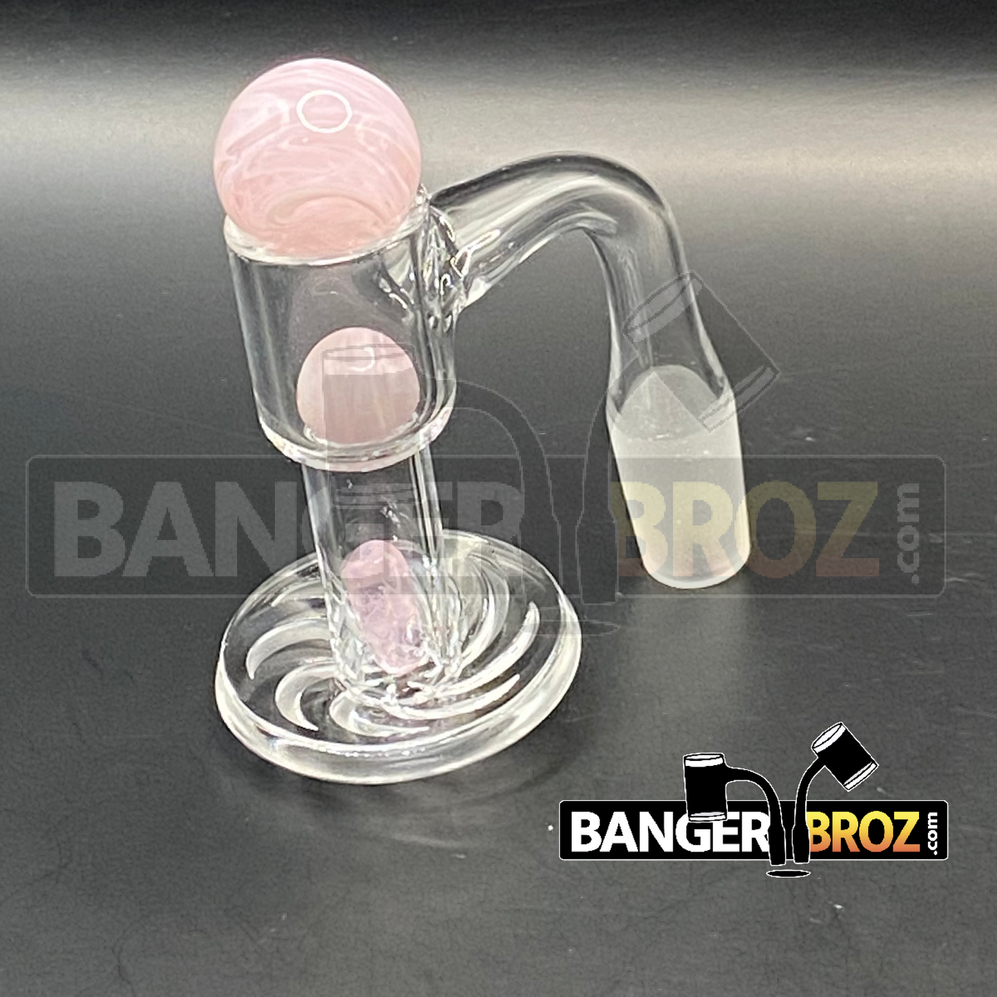 14mm Male 90 Degree Quartz Channeled Terp Slurper Banger (Pink)