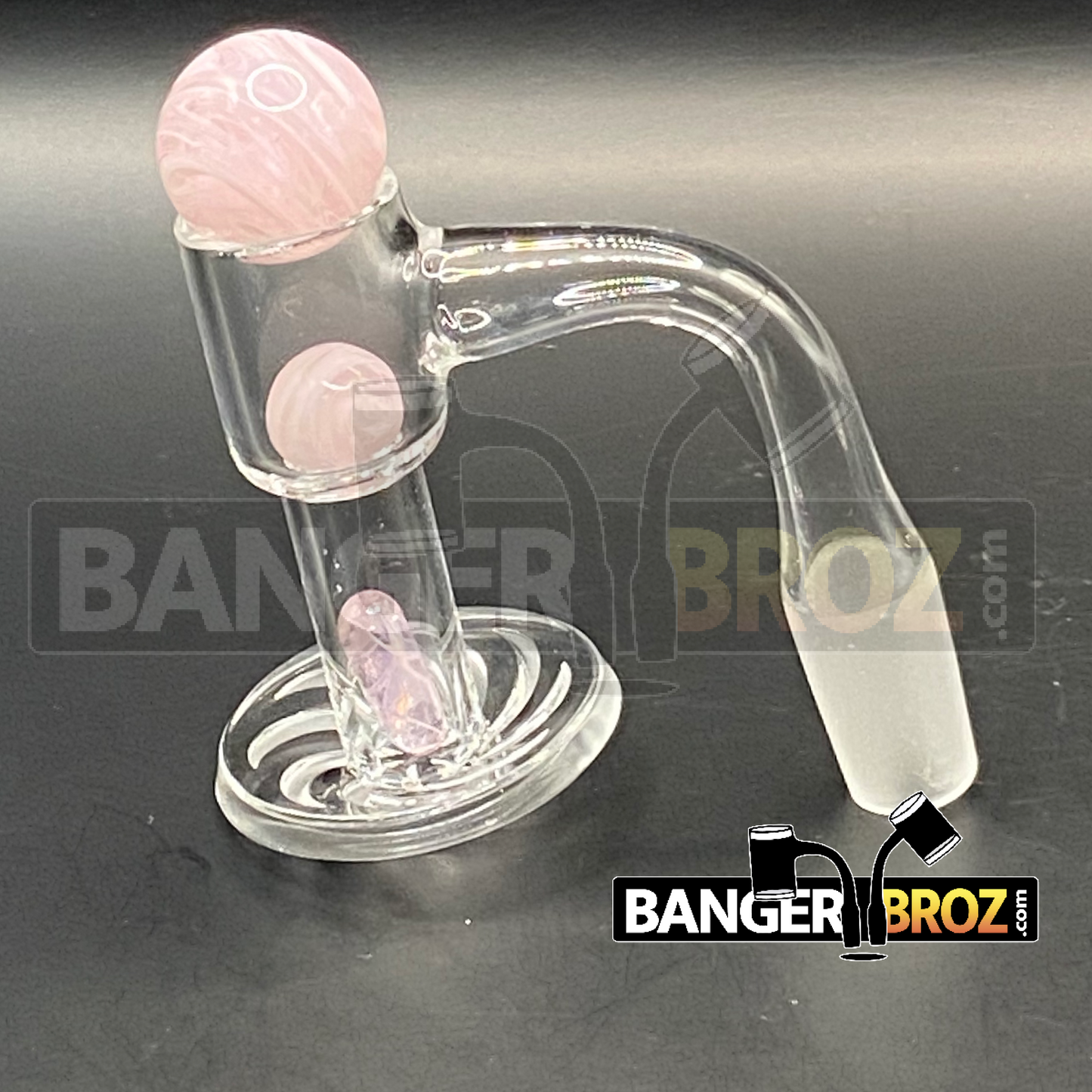 14mm Male 90 Degree Quartz Channeled Terp Slurper Banger (Pink)
