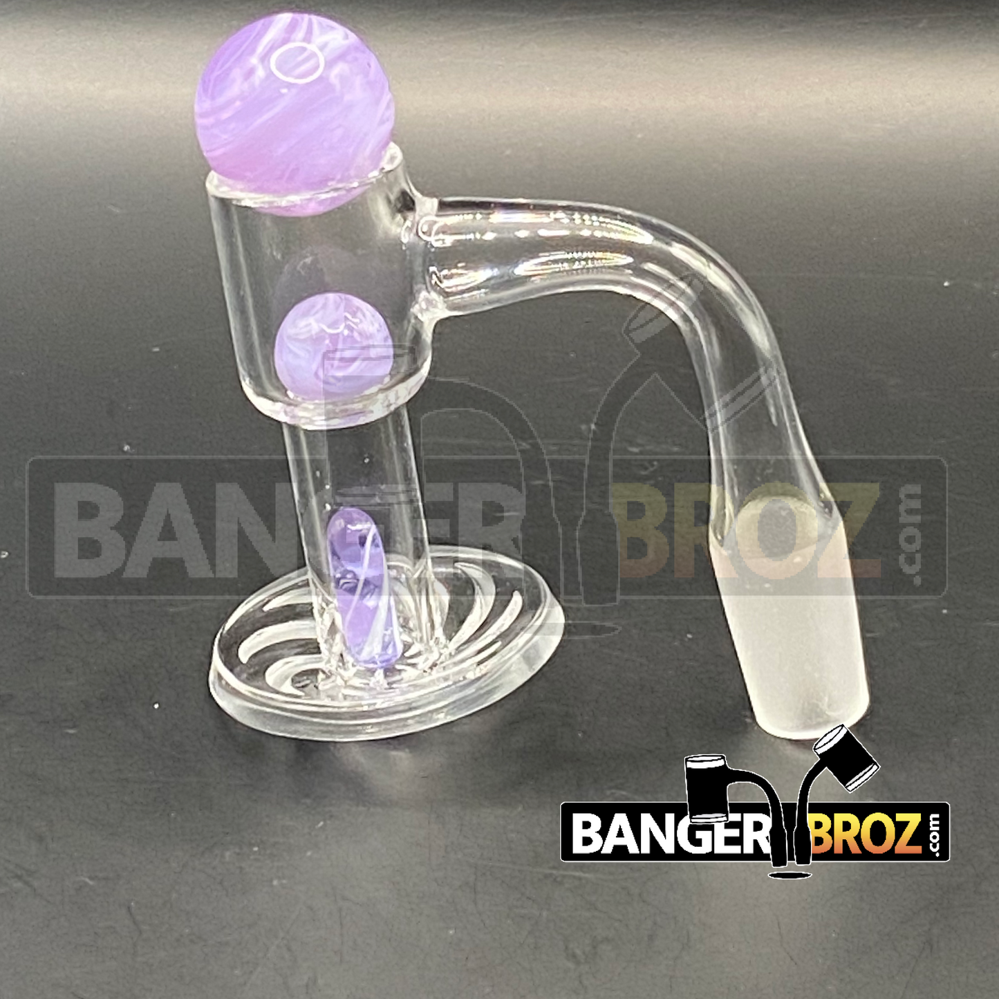 14mm Male 90 Degree Quartz Channeled Terp Slurper Banger (Purple)